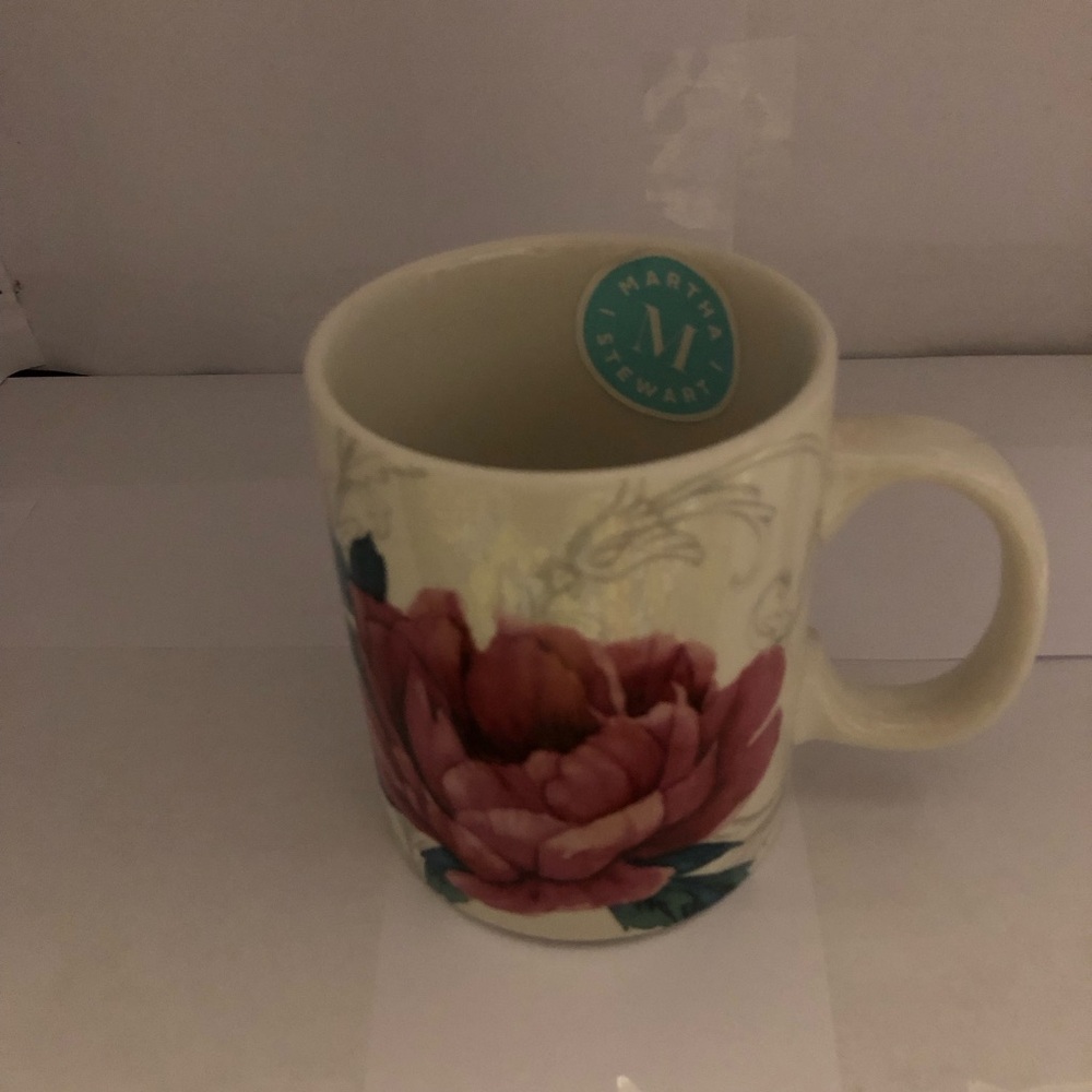 Martha Stewart Floral Ceramic Mug - Pink Peony 8 Ounces NWT VERY PRETTY